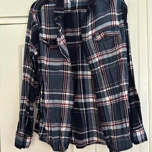 George Plaid Button-Up Shirt in Navy, Gray and Maroon